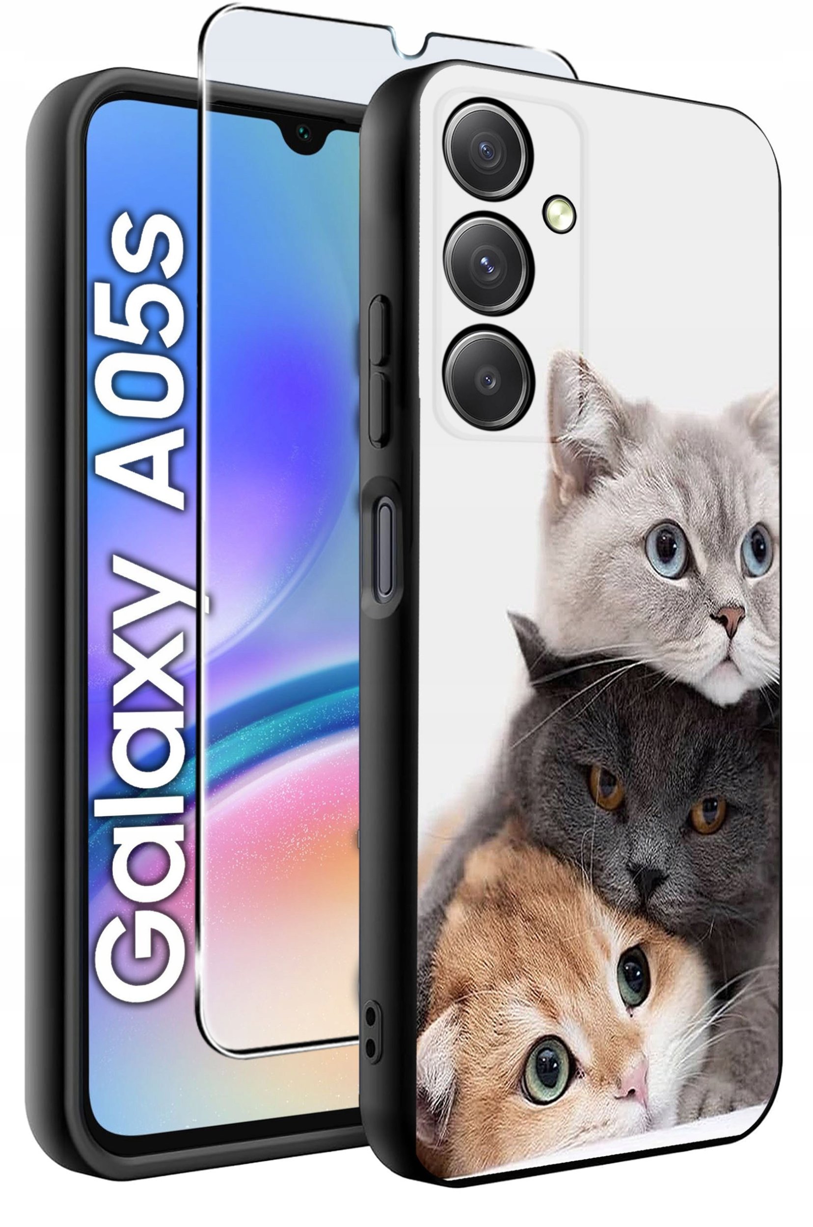 ETUI do Samsung A05s WZORY | SILIKONOWE MATT CASE + SZKŁO 9H