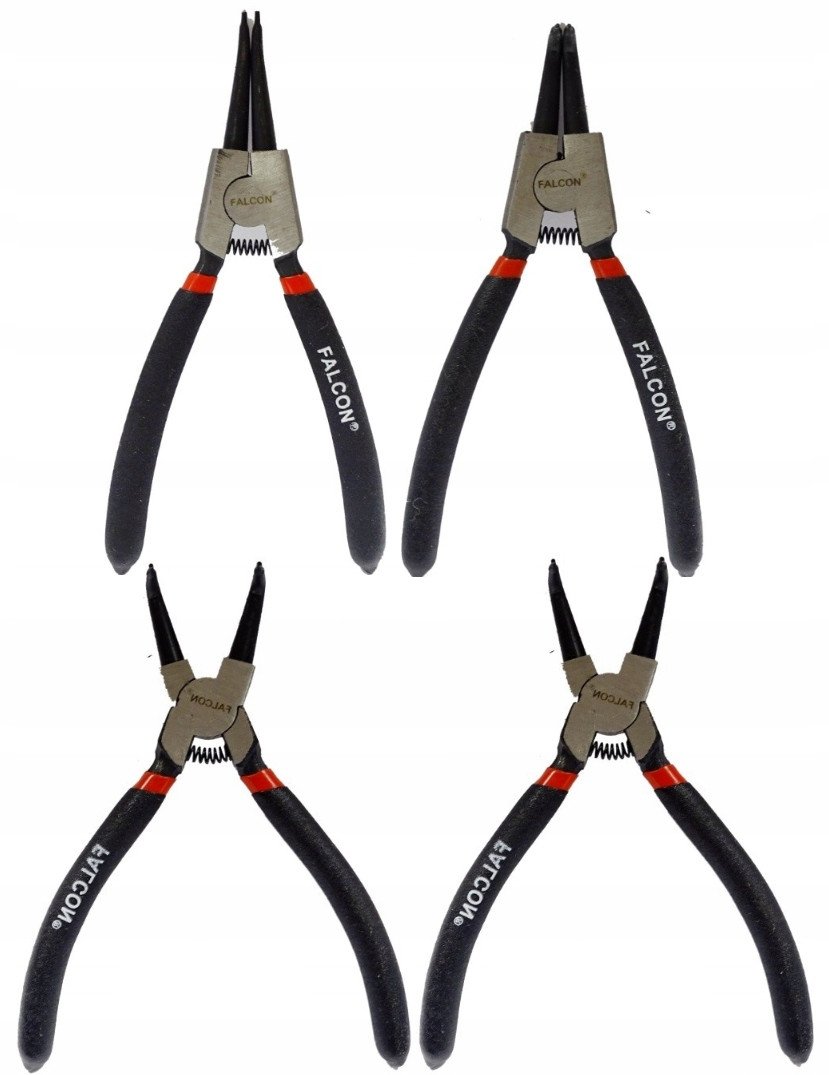 ZESTAW SZCZYPCE DO PIERŚCIENI SEGERA 7'' 180MM 4 ELEMENTY PROSTE WYGIĘTE