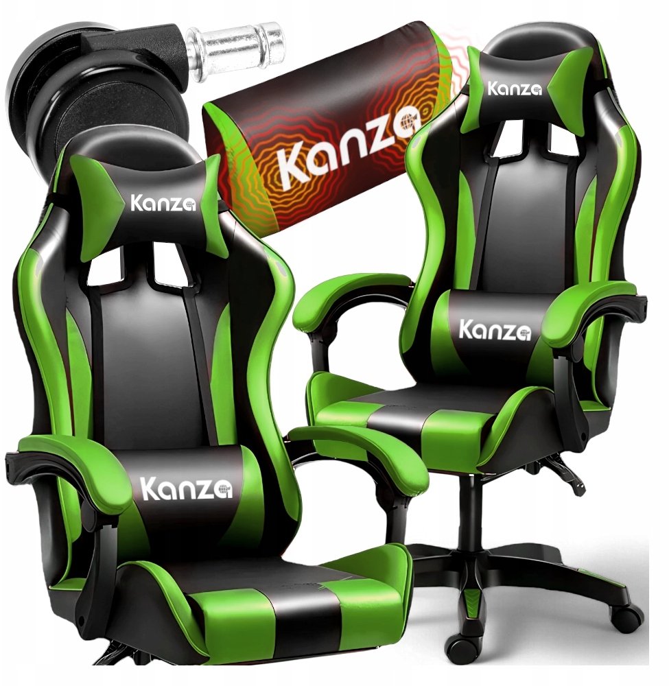 FOTEL GAMINGOWY Z MASAŻEREM OBROTOWY KANZA