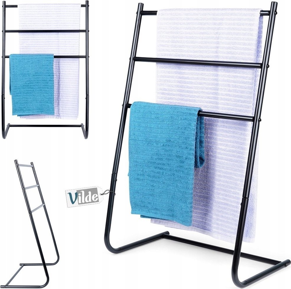 Vilde Wieszak na Ręczniki Ubrania Wolnostojący Metalowy Czarny VILDE 50x33x81cm