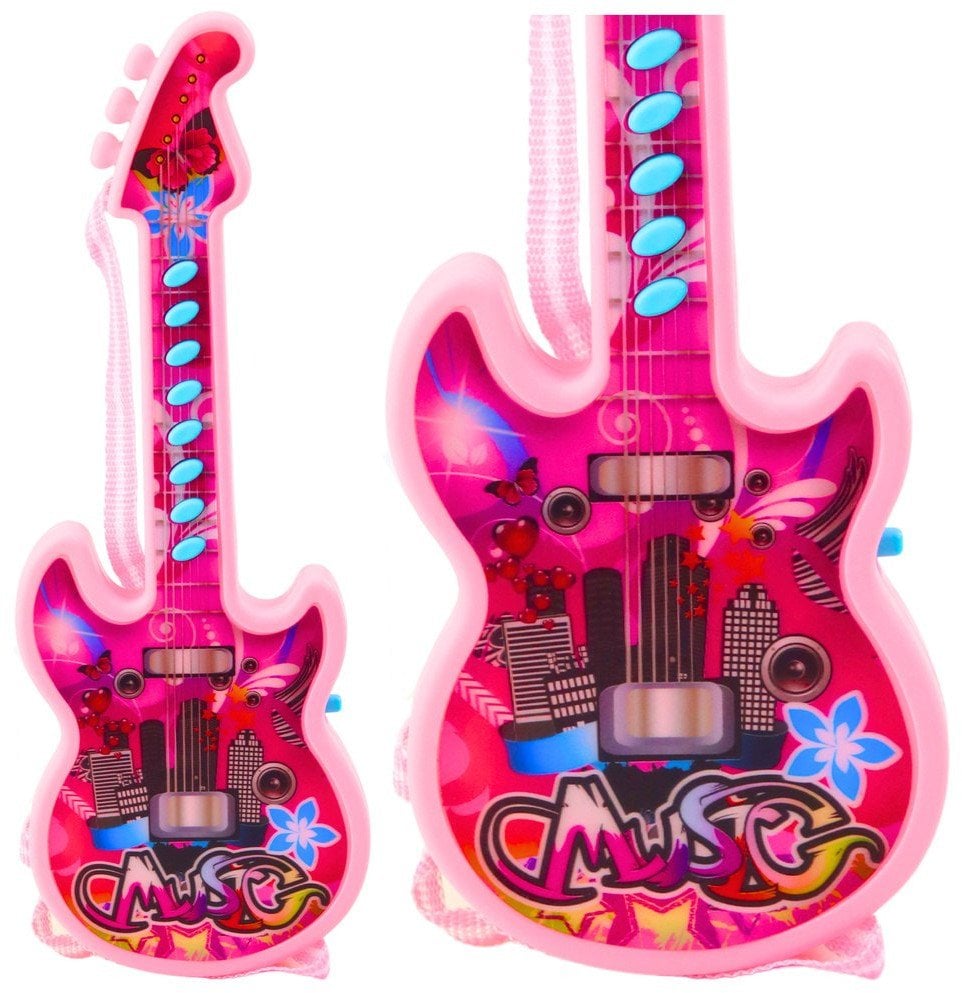 Gitara Elektryczna Dla Dzieci Melodie Gama Solmizacyjna Różowa LEAN TOYS