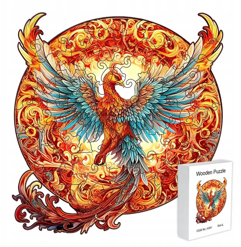 Drewniane puzzle / Wooden Puzzle / Feniks / Duży Format A3 / 180 el
