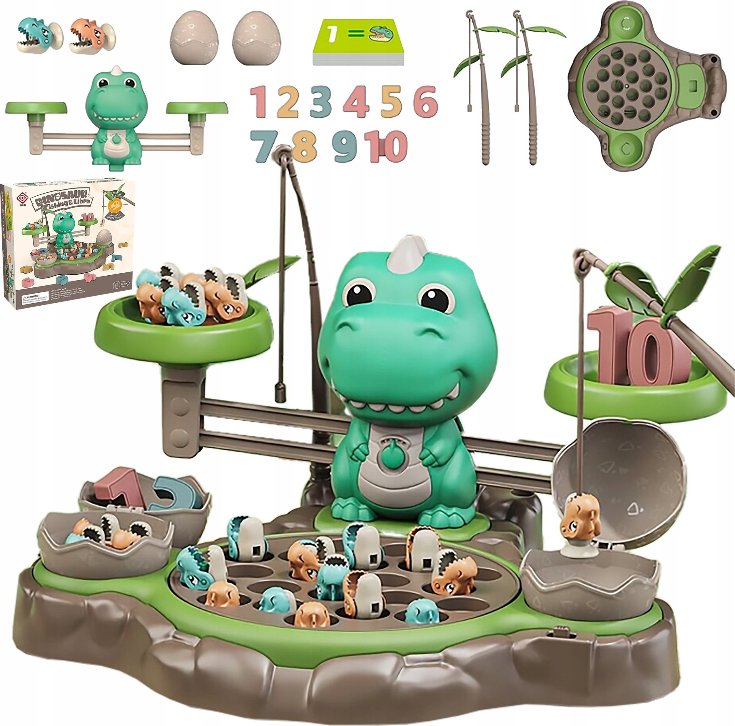 Gra Matematyczna Waga DINOZAUR + Wędkowanie Łowienie Dinozaurów Nauka Liczenia