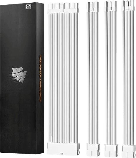 AsiaHorse Zestaw białych przedłużaczy kabli AsiaHorse do zasilacza ATX Kable 4 KIT 18 AWG PC