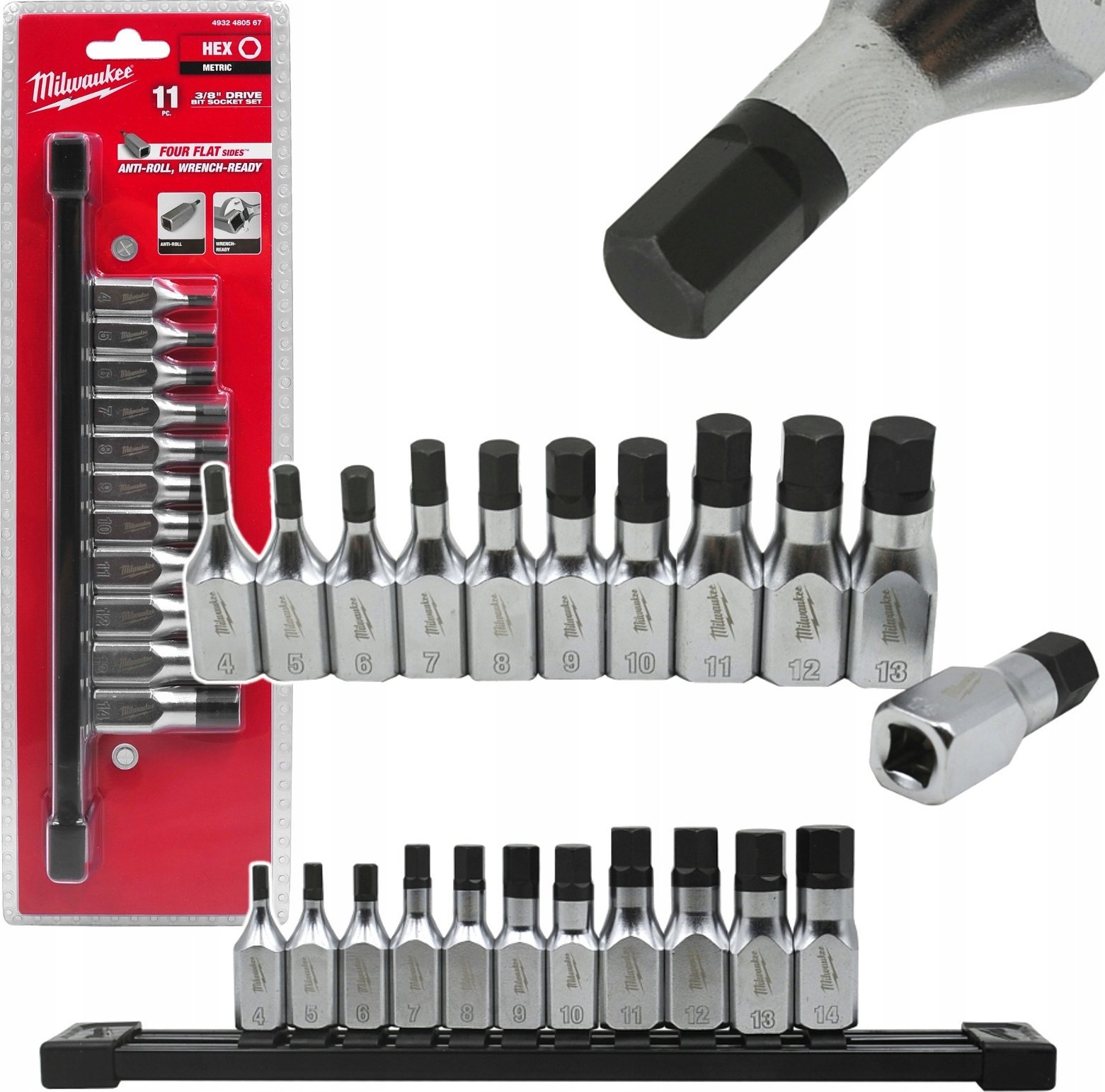 Hikoki MILWAUKEE SET OF SHANK SOCKETS 11 pcs. 3/8 HEX