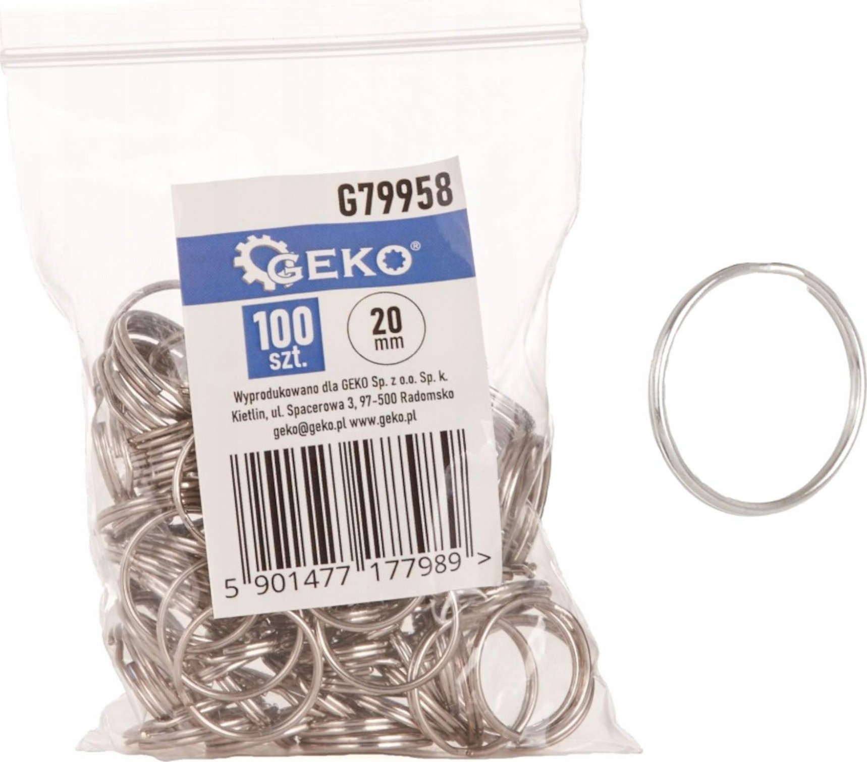 Geko Kółko – brelok do kluczy 20mm – 100szt (100)