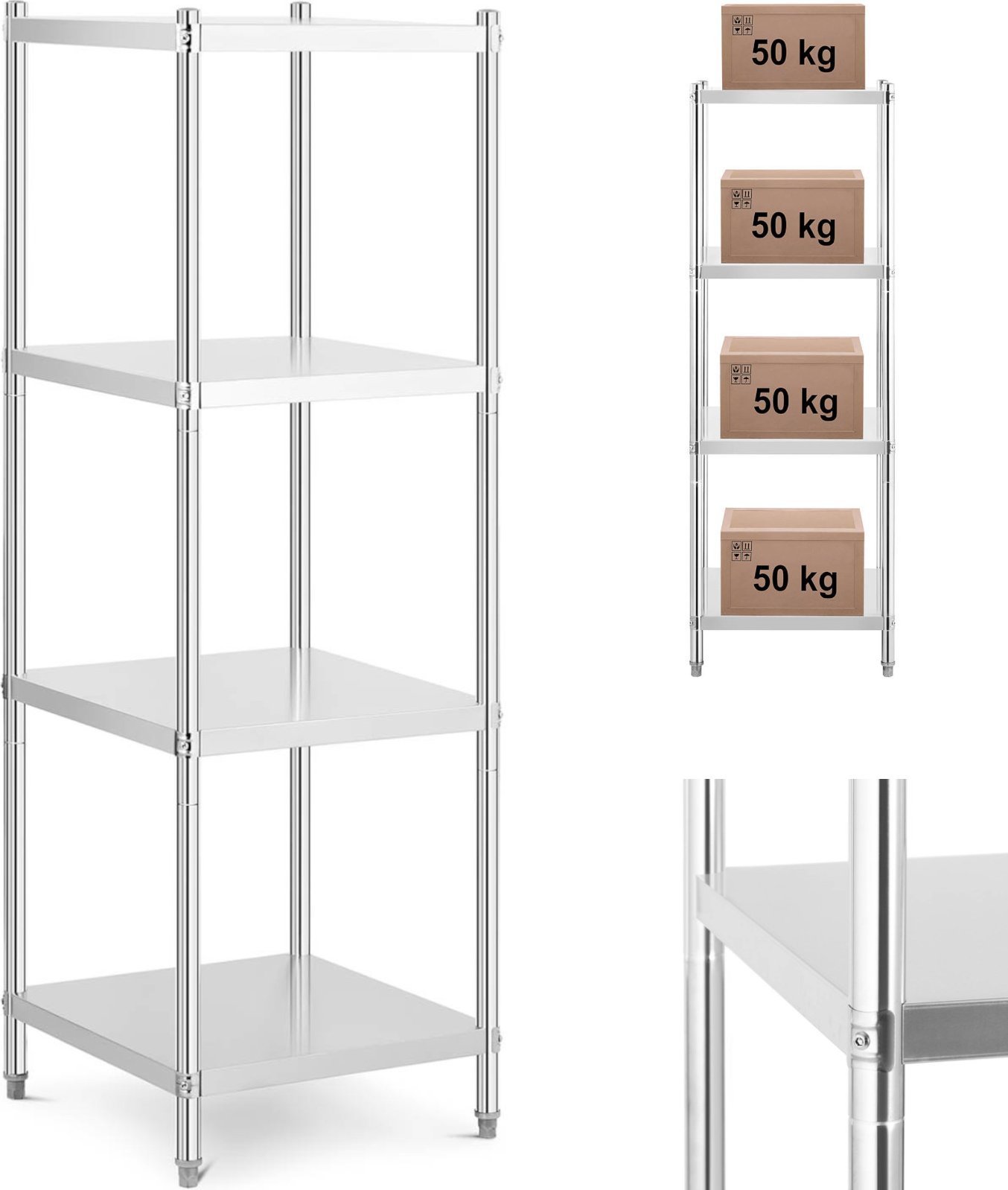 Royal Catering Regał metalowy magazynowy gastronomiczny do 200 kg 60 x 60 x 180 cm Regał metalowy magazynowy gastronomiczny do 200 kg 60 x 60 x 180 cm