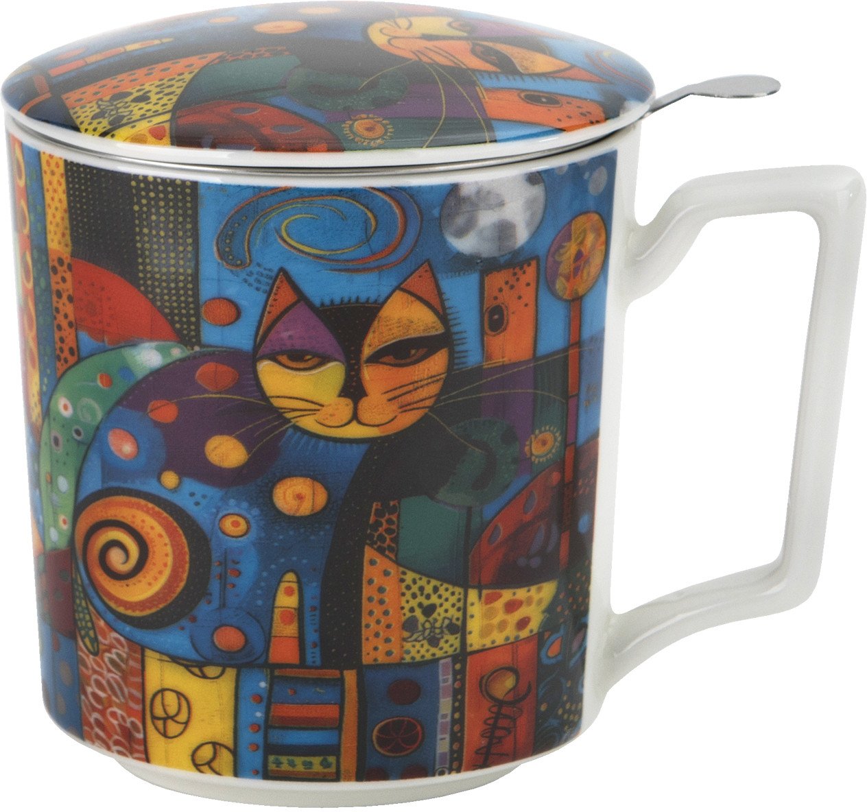 Kubek porcelanowy 450 ml z zaparzaczem Modern Cat