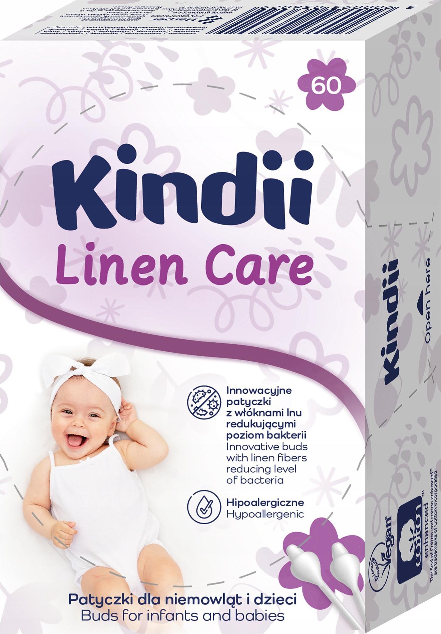 Osram Kindii Linen Care delikatne Patyczki higieniczne dla niemowląt i dzieci 60s