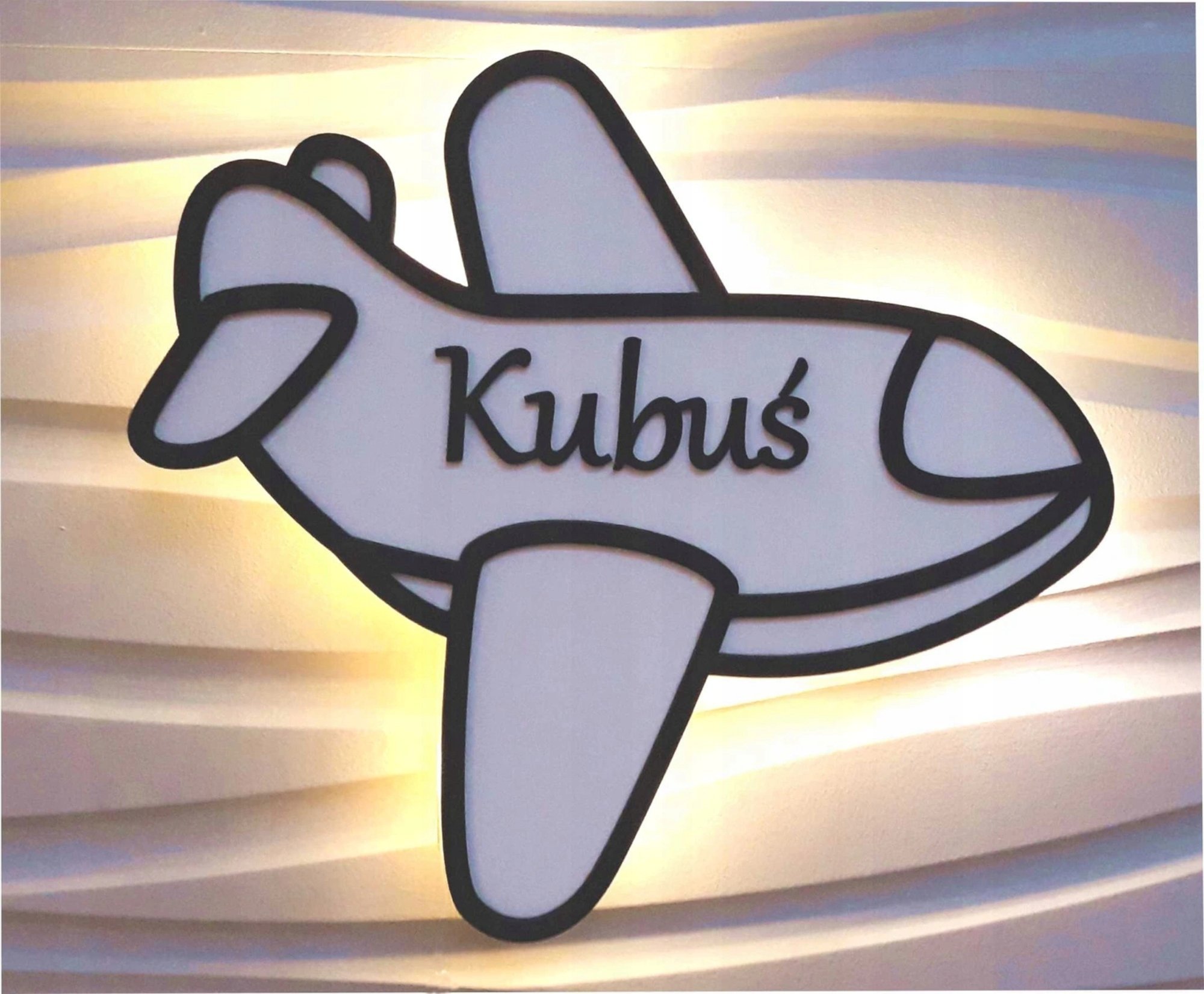 naSciane Lampka nocna LED dla dzieci samolot z imieniem 3D