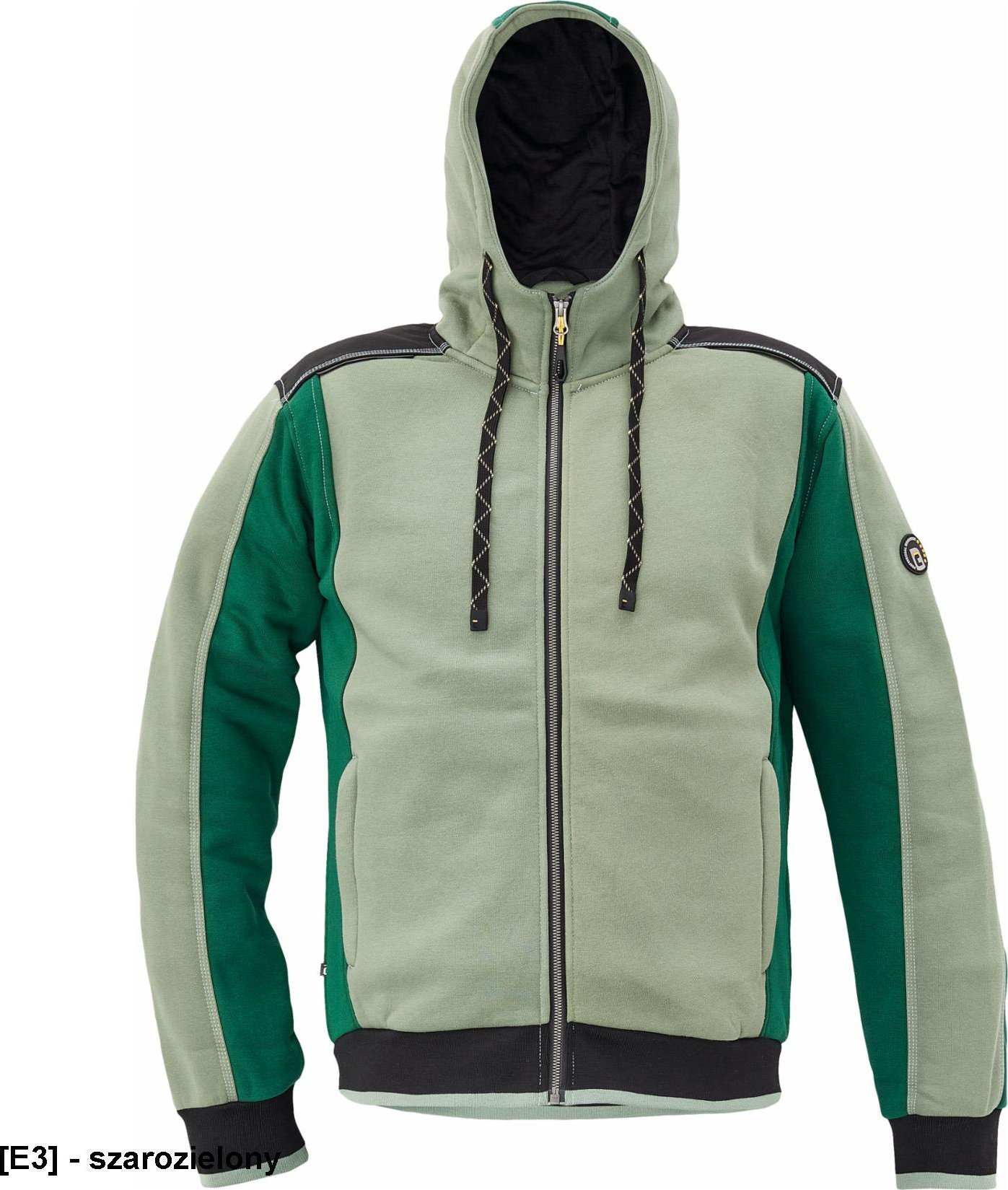 CERVA DAYBORO - męska bluza, kaptur, odblaskowe elementy, 55% bawełna, 45% poliester - szarozielony 3XL