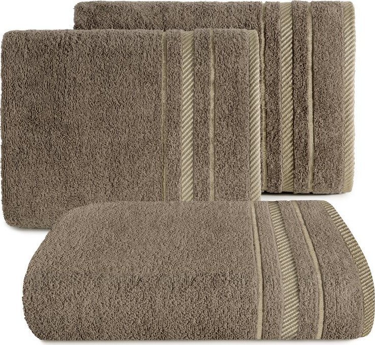 Eurofirany Ręcznik bawełniany z bordiurą KORAL 70X140 brązowy