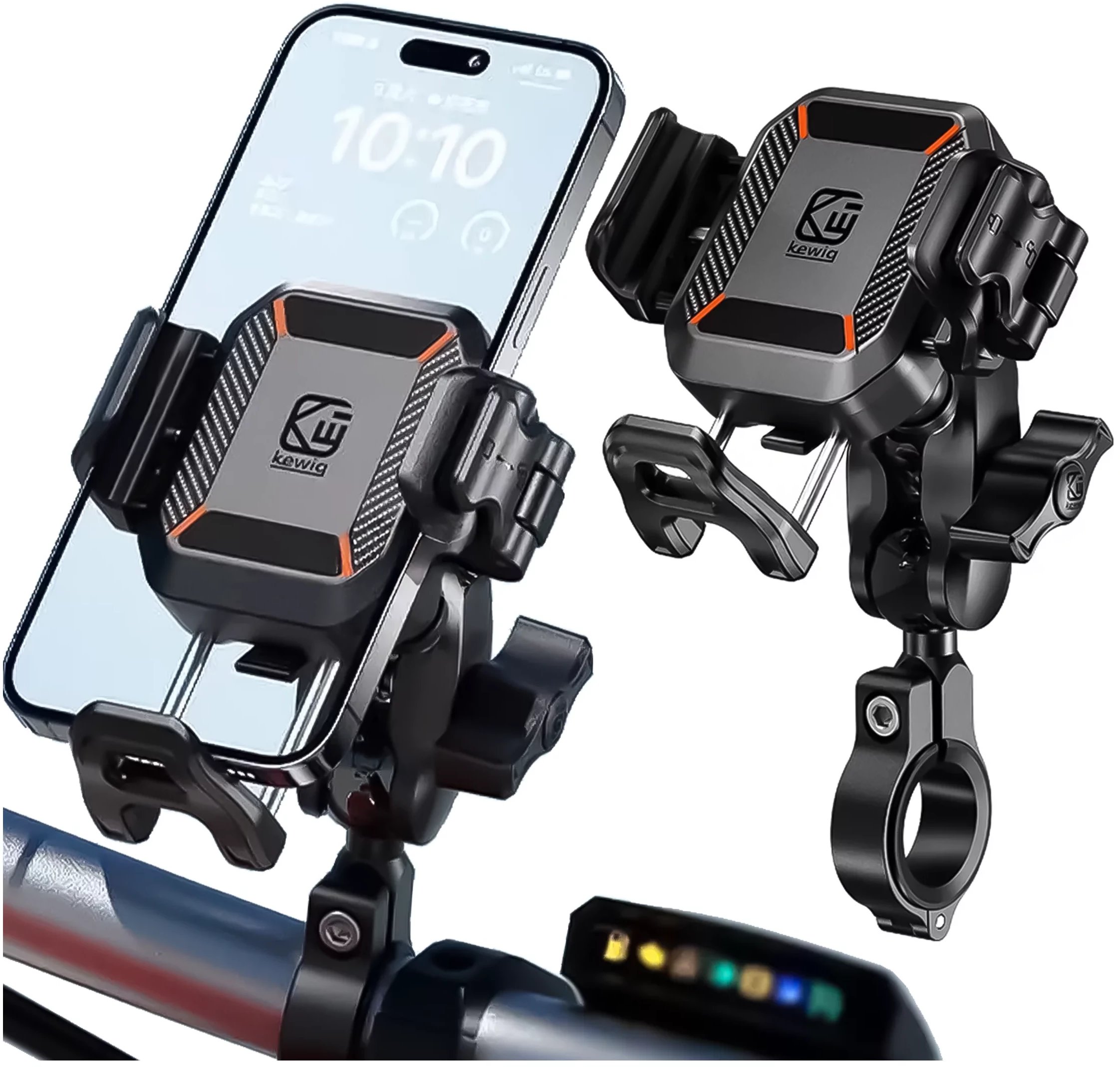 Uchwyt Motocyklowy Rowerowy na kierownicę KEWIG M33-C1 na telefon z systemem przeciwwstrząsowym na motor quada skuter Czarny