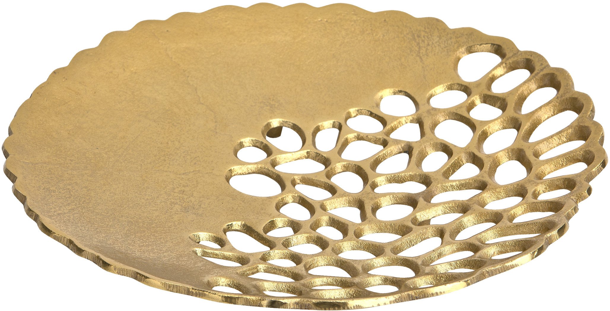 Patera ozdobna ażurowa 30 cm Liść złoty