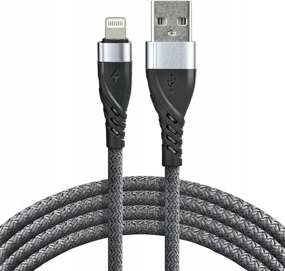 Kabel USB EverActive USB-A - Lightning 2 m Szary (CBB-2IG)