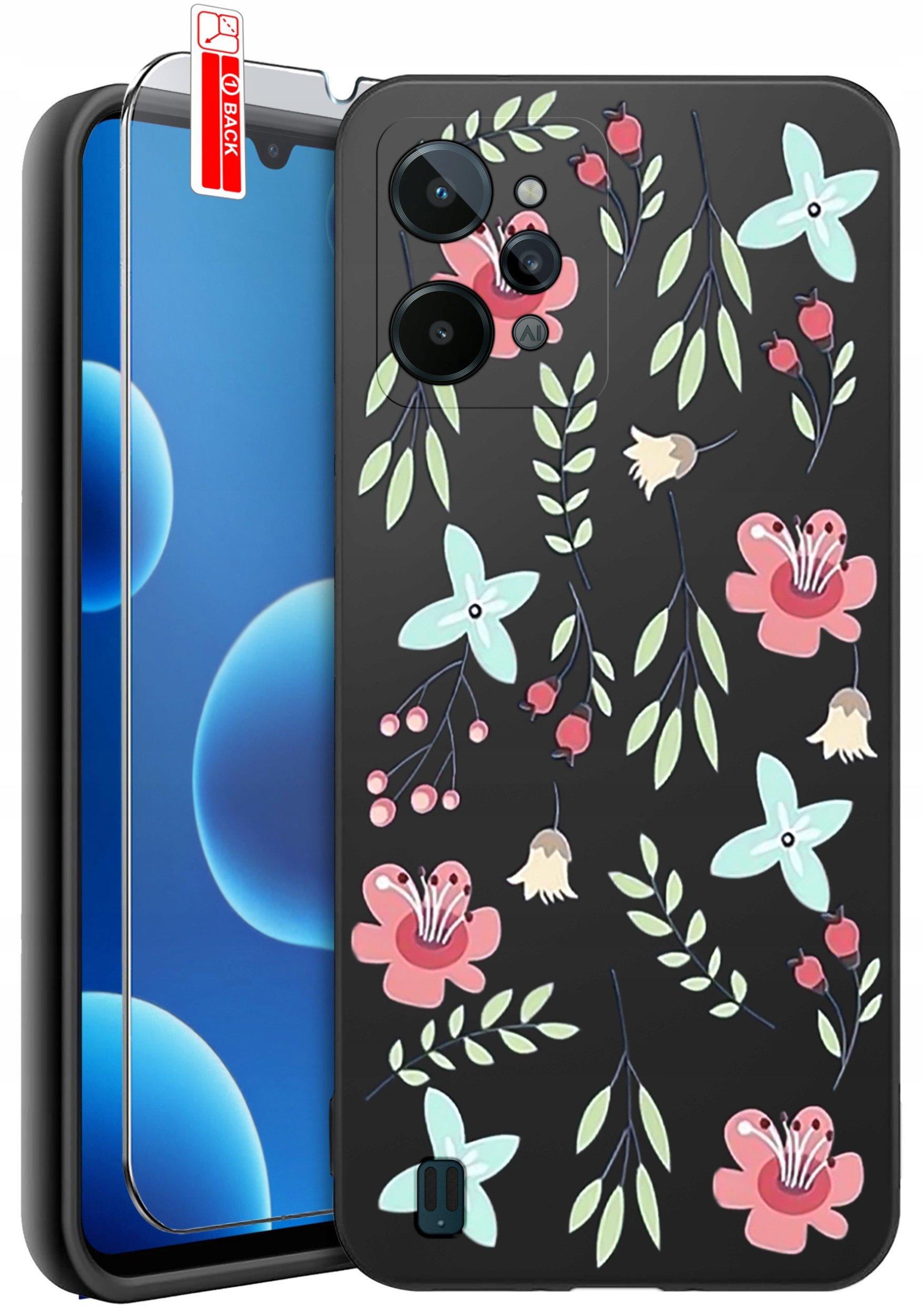 ETUI do Realme C31| WZORY | SILIKONOWE MATT CASE + SZKŁO 9H