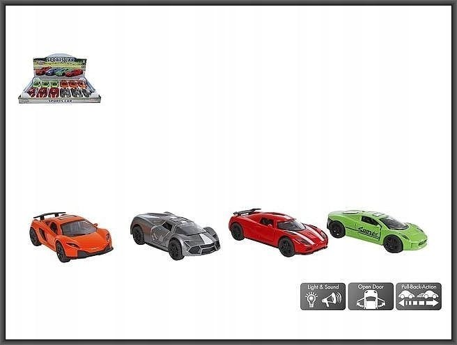 Hipo Autka sport 12cm 4 kolory metal 510336