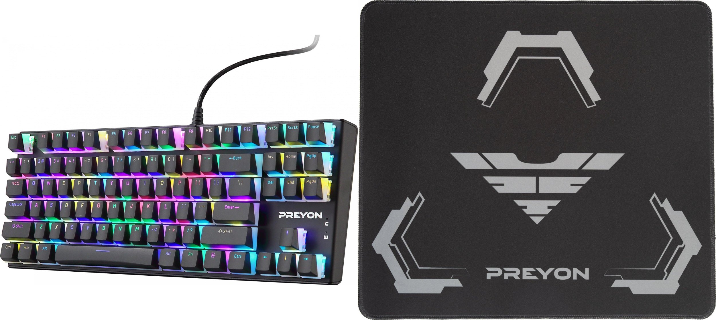 Klawiatura PREYON Klawiatura Preyon Blue Blitz Claw (PBBC87B) + Podkładka gamingowa Preyon Falcon Speed M (PFS40)