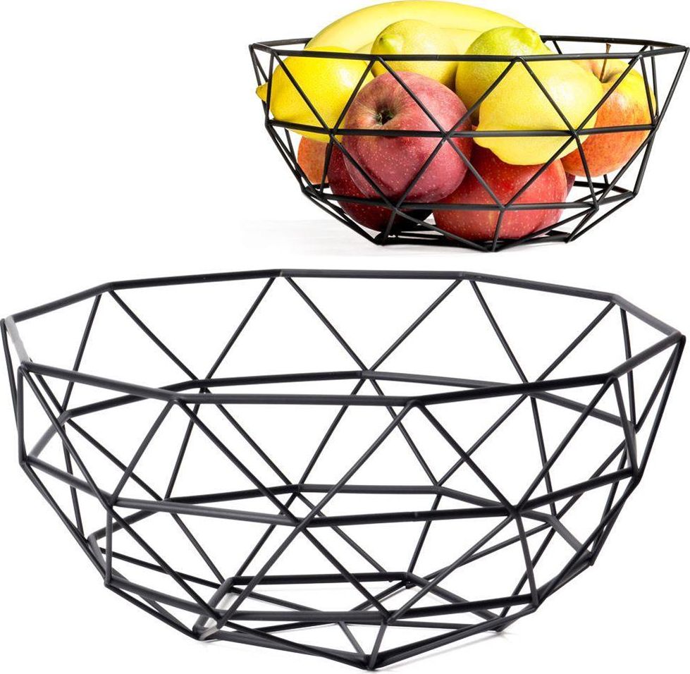 Vilde Koszyk GEOMETRYCZNY metalowy na owoce, warzywa, CZARNY, kosz, patera, miska