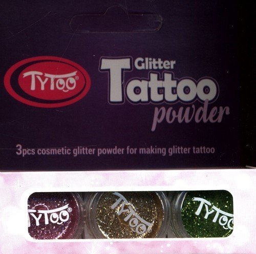 Dante TYTOO TATUAŻE ZESTAW BROKATÓW - 3 KOLORY - ZŁOTY, RÓŻOWY I ZIELONY