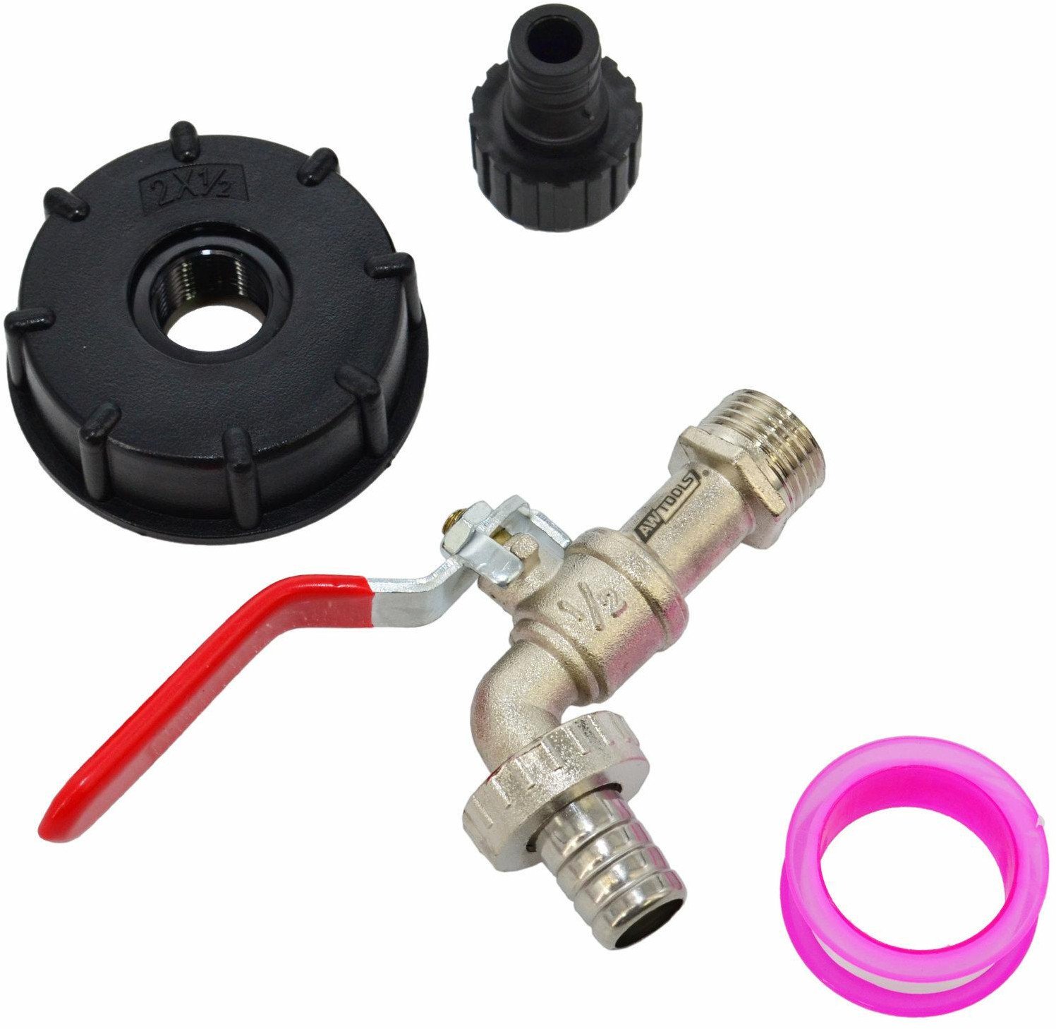 AWTOOLS KRAN OGRODOWY DO ZBIORNIKA CYNK NIKLOWANY 1/2" GWINT ZEWNĘTRZNY 3/4" MAUZER