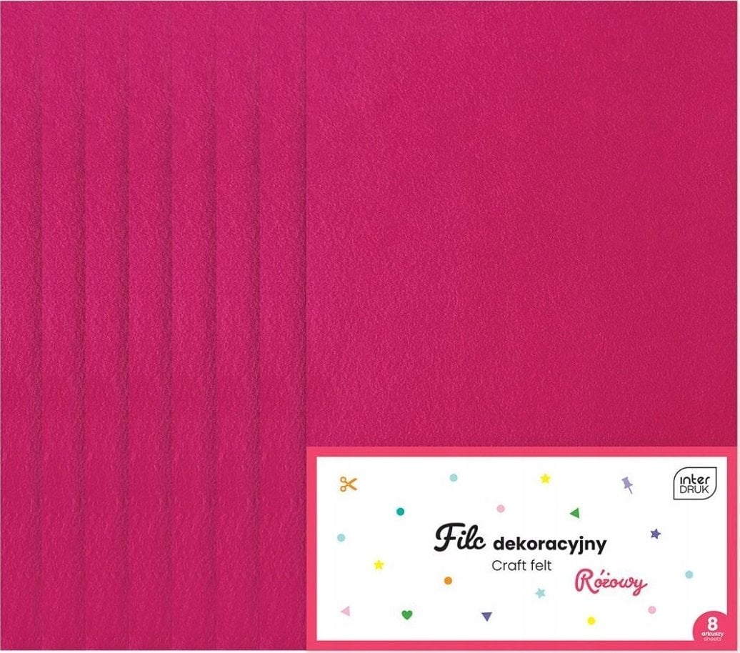 Interdruk Filc dekoracyjny A4 8 arkuszy różowy