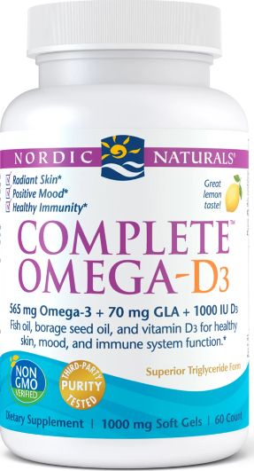 Nordic naturals Nordic Naturals - Complete Omega-D3, 565mg, Smak Cytrynowy, 60 kapsułek miękkich
