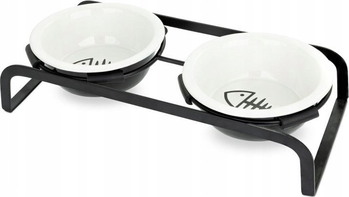 Barry King BARRY KING ZESTAW 2 MISKI CERAMICZNE+METALOWY STOJAK DLA KOTA 12cm