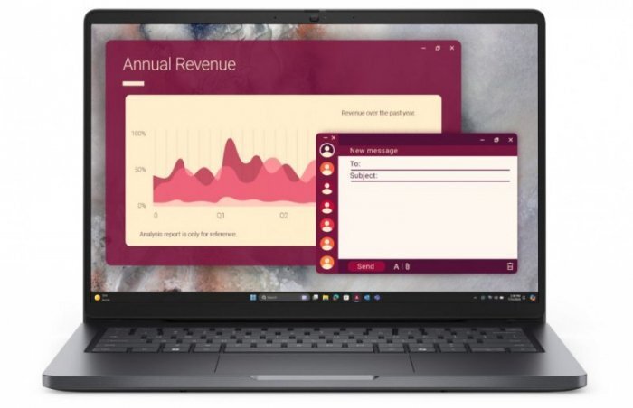 Laptop Dell Laptop Pro 14 PC14250 W11P C7 150U/16GB/512GB/FgrPr/FHD IR Cam&Mic/WLAN+BT|14.0 FHD+|BcklKb/3C/65W/3YPS Magnetite color, textured finish