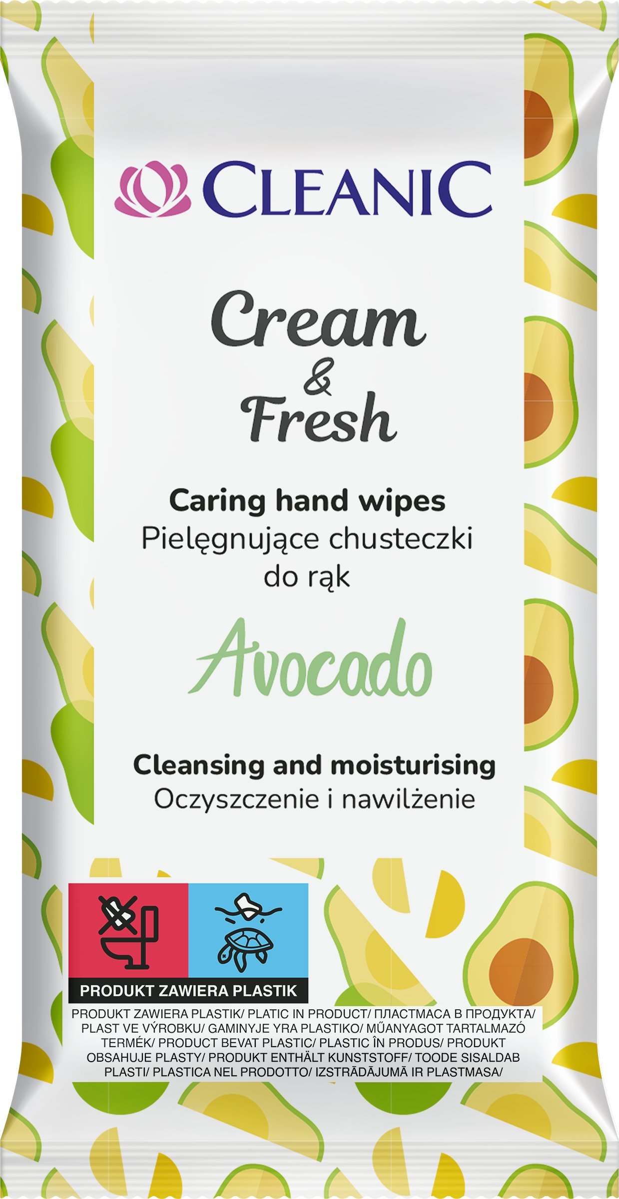 Osram Cleanic Cream&Fresh Avocado Pielęgnujące chusteczki do rąk, 15 szt.