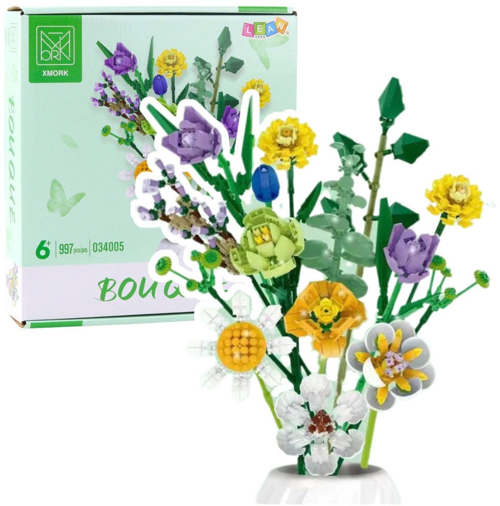 Klocki Konstrukcyjne Dekoracyjny Bukiet Kwiaty Kolorowe 997 el.