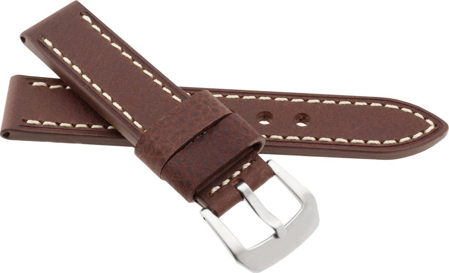 JVD Skórzany pasek do zegarka 24 mm JVD R41202-24 ciemnobrązowy