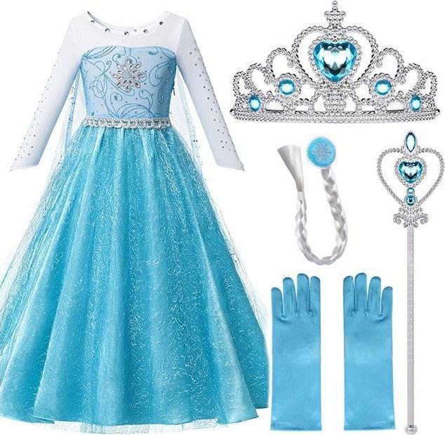 ZOLTA Przebranie Elza z dodatkami Korona Warkocz Rękawiczki