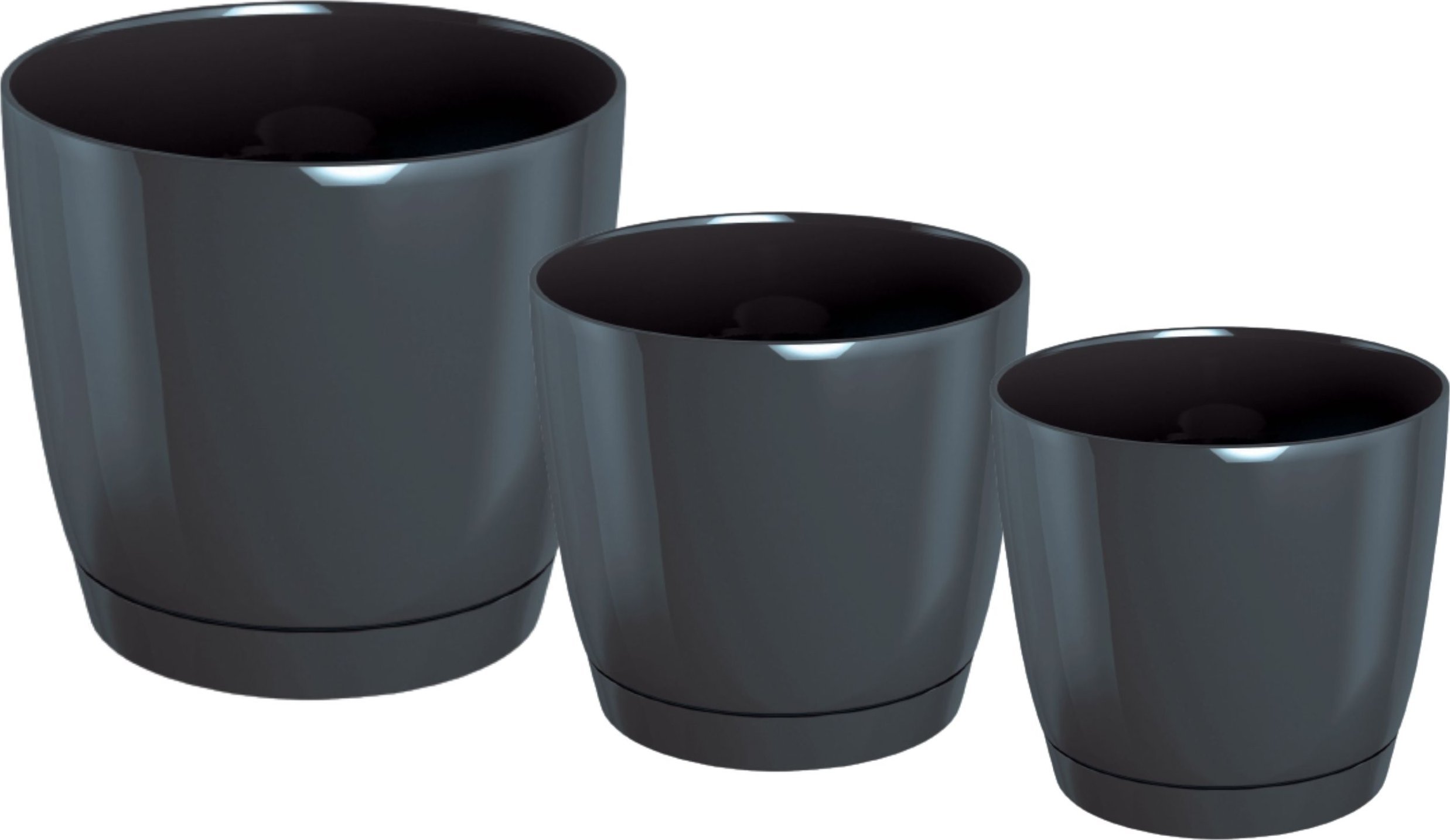 Dikel Doniczka okrągła COUBI DUOP + podstawka Zestaw 3szt.