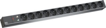 Bachmann BACHMANN IT PDU ALU 1HE 12x gniazdo z uziemieniem, kabel zasilający z wtyczką z uziemieniem