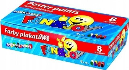 Titanum Farby plakatowe 8 kolorów 20 ml szkolne Fun&Joy