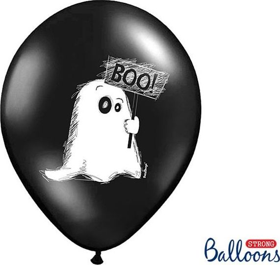 Party Deco Balony na Halloween, Duszek, czarne, 30 cm, 50 szt. uniwersalny