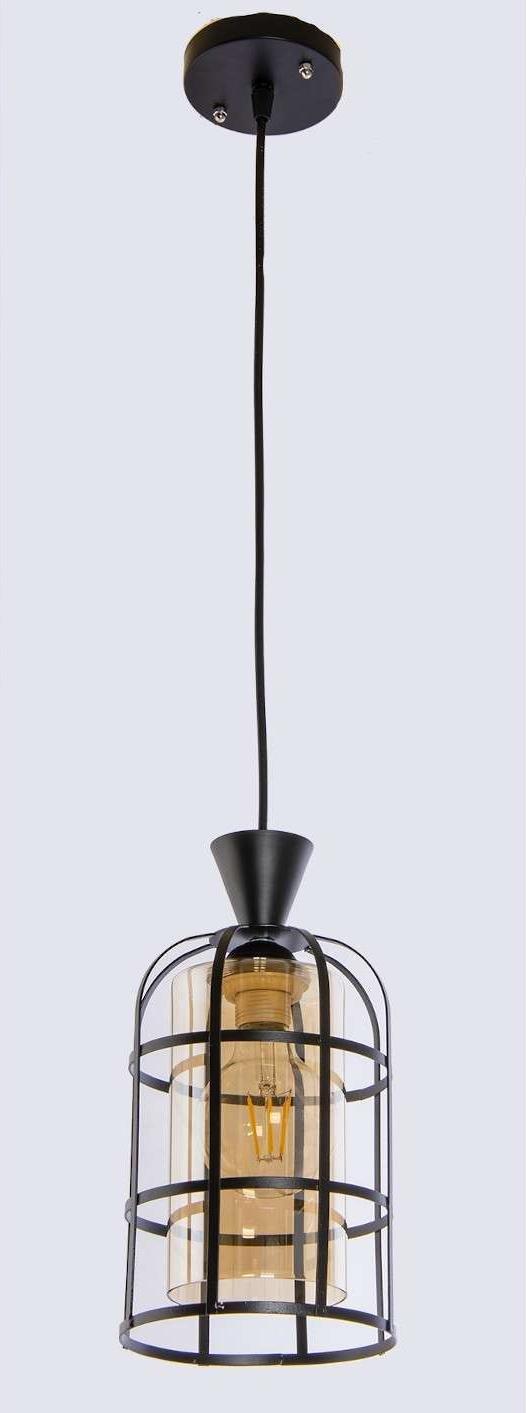 Lampa wisząca VEN Druciana LAMPA wisząca VEN W-5007/1 BK metalowa OPRAWA industrialna ZWIS loftowy czarny miodowy