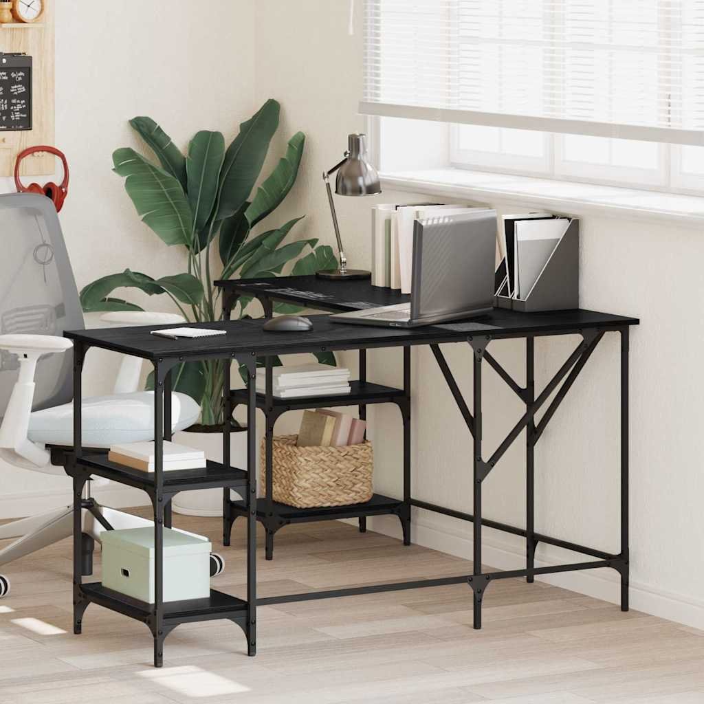 Biurko vidaXL Biurko Czarny Dąb 139 x 139 x 75 cm Materiał z drewna pochodnego