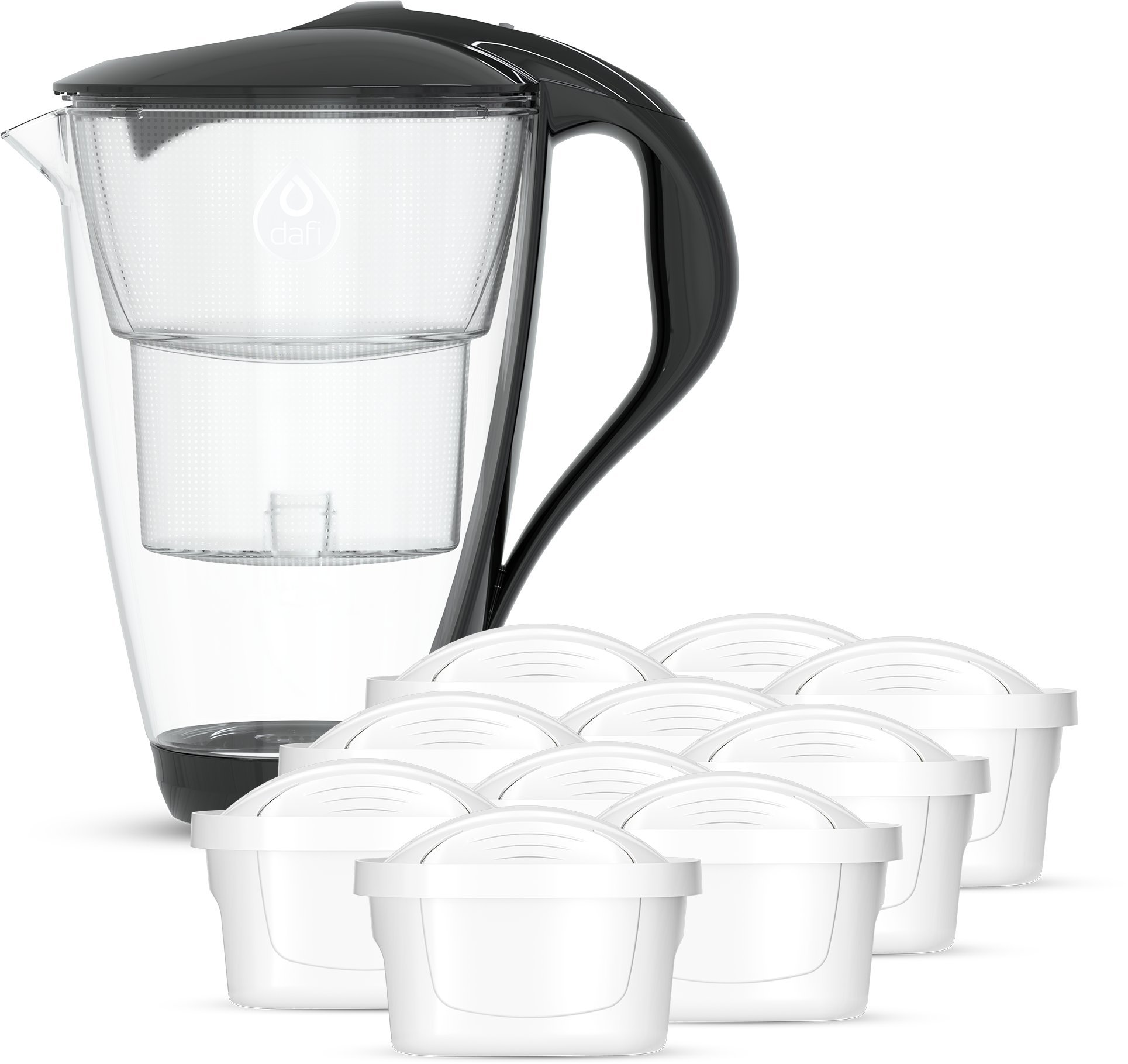 Szklany Dzbanek Filtrujący Dafi CRYSTAL LED Czarny 10 Wkładów Unimax