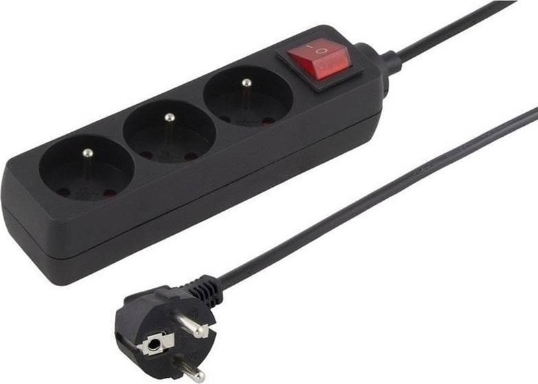 Konnoc DX-3FS 5m trojzásuvka s vypínačem ČERNÁ