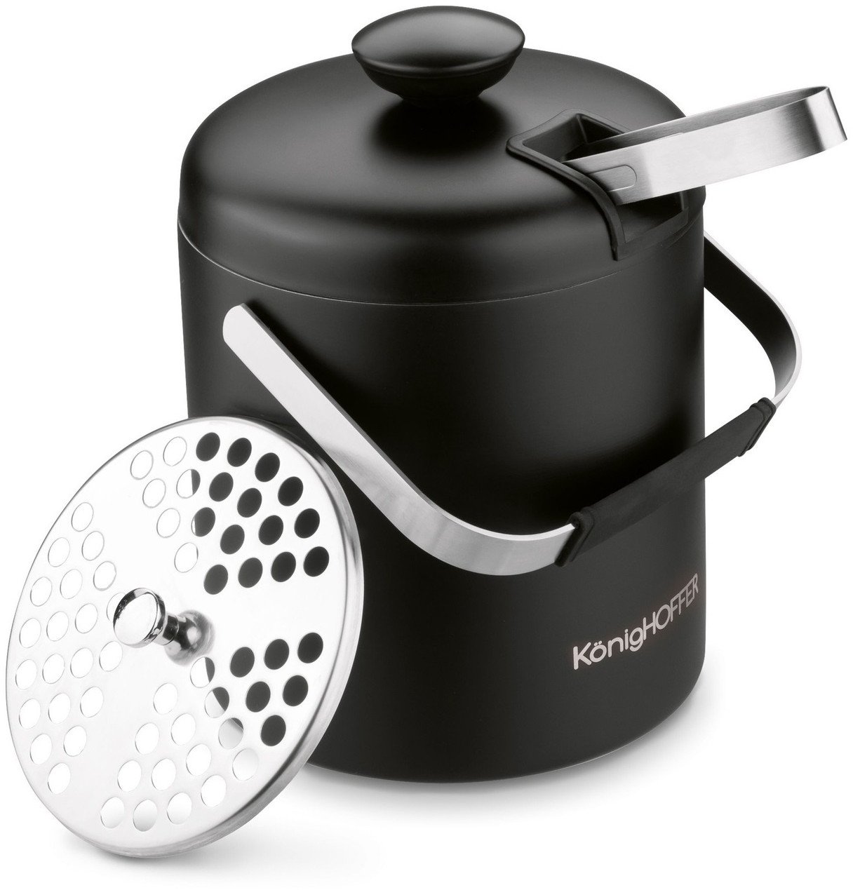 Wiaderko do lodu 1,3 L ze szczypcami Lugo czarny mat