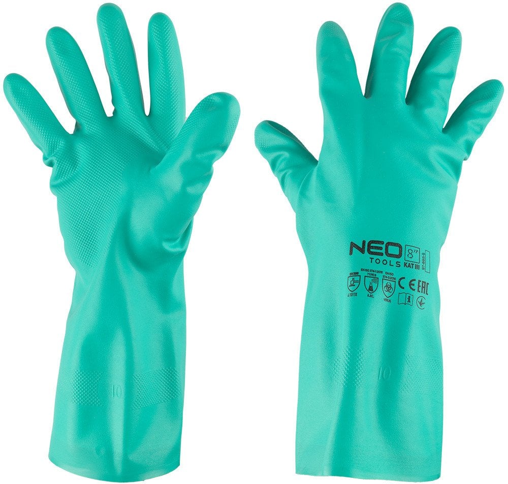 Rękawice chemioodporne, nitrylowe, rozmiar 8