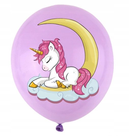 Balon Klasyczny z Nadrukiem na URODZINY - JEDNOROŻEC - 10 szt