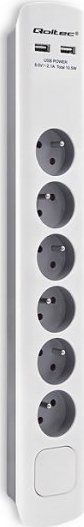 Listwa zasilająca Qoltec przeciwprzepięciowa 6 gniazd 1.8 m biało-szara (50294)