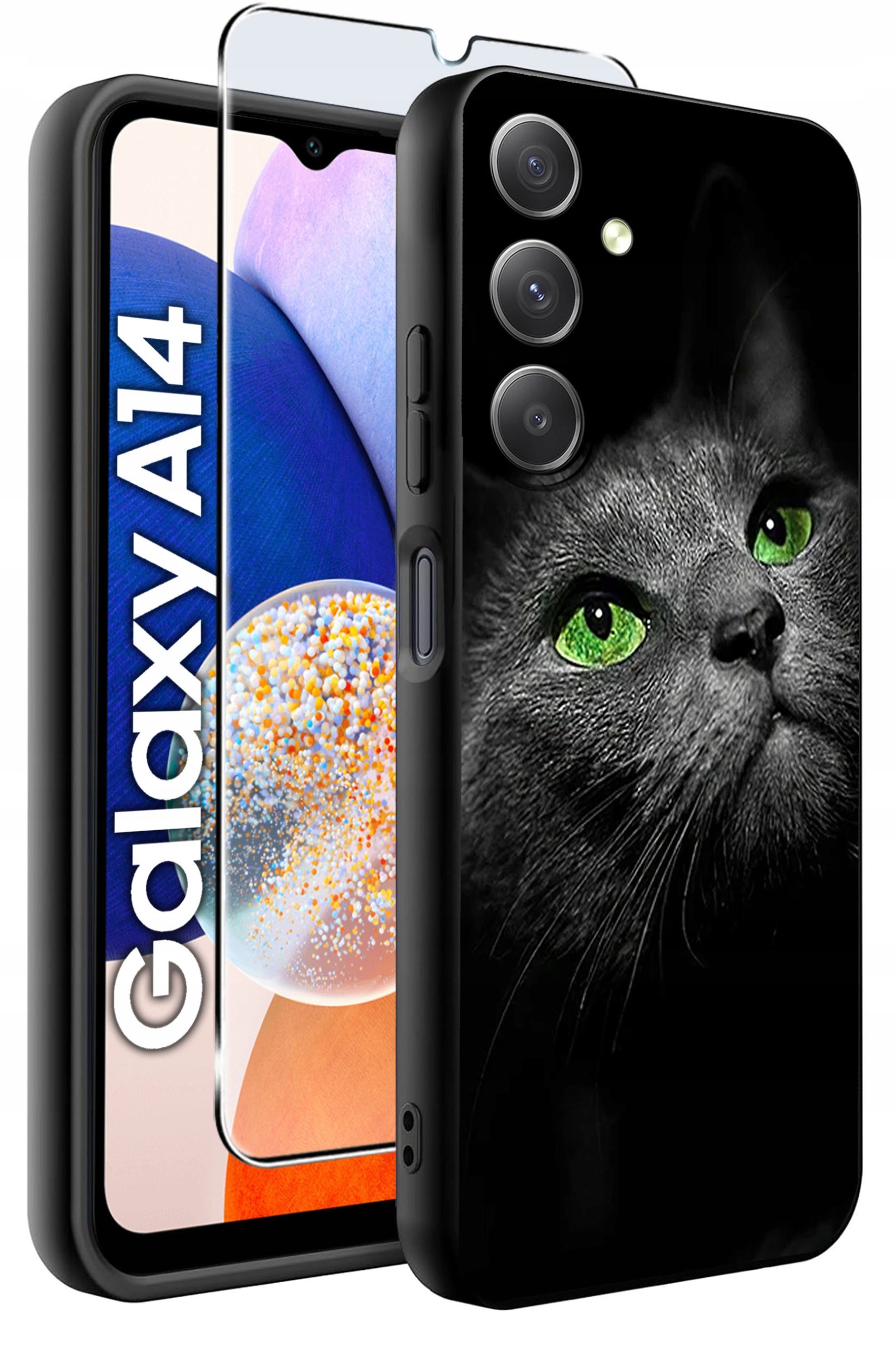 ETUI do Samsung A14 5G WZORY | SILIKONOWE MATT CASE + SZKŁO HARTOWANE 9H