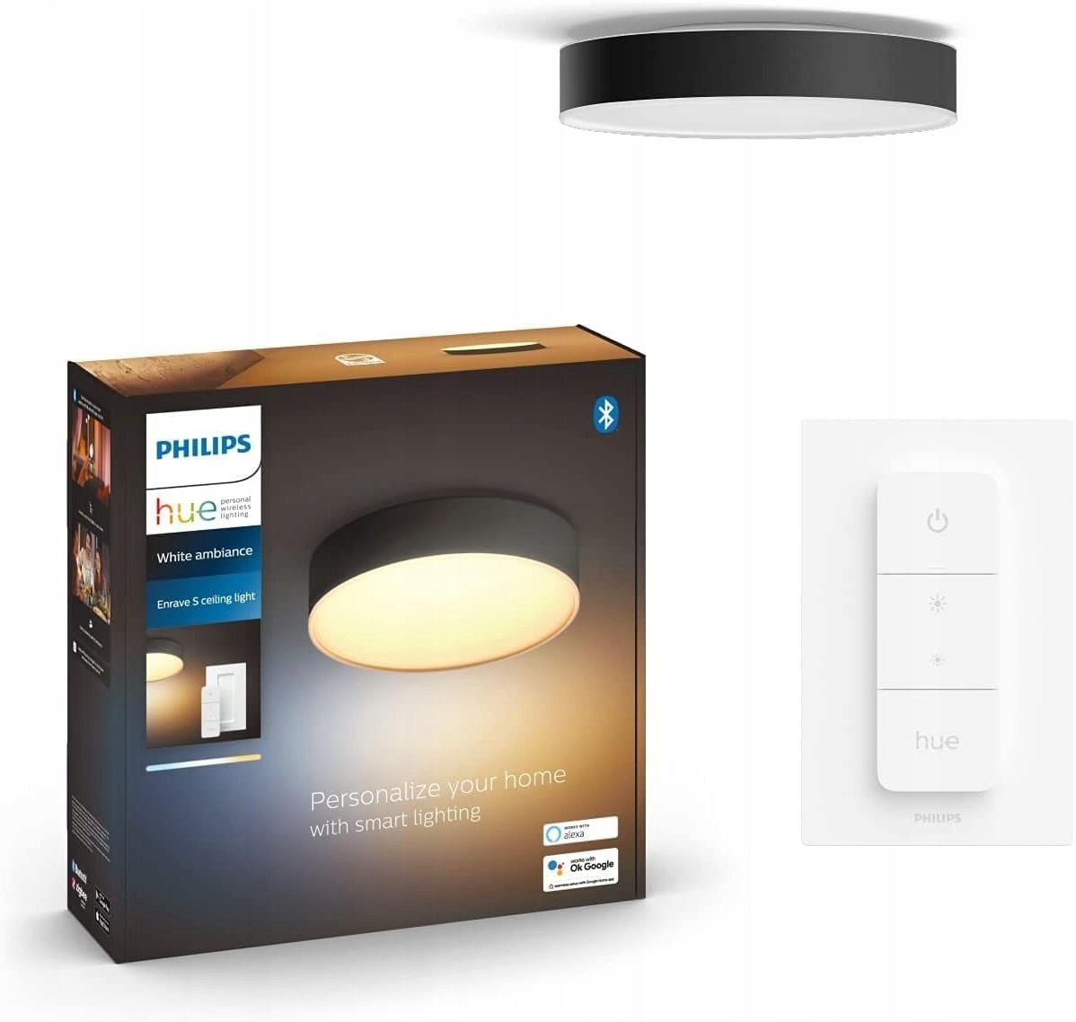 Philips Hue White lampa sufitowa M czarna 2400 lm z włącznikiem ściemniania