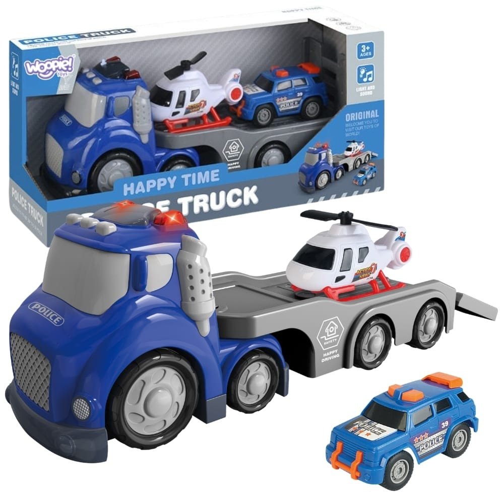 WOOPIE Niebieska Laweta Policyjna City Truck Efekty Dźwiękowe i Świetlne