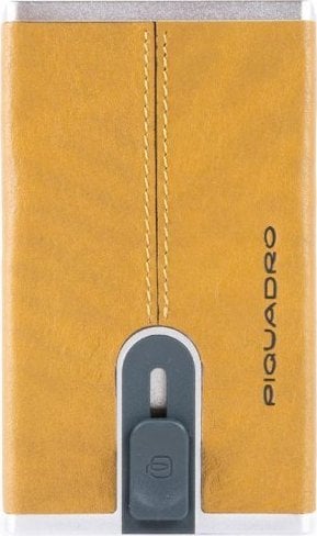 Piquadro Piquadro, Blue Square, Leather, Card Holder, For Back And Credit Cards, Yellow, Unisex Unisex