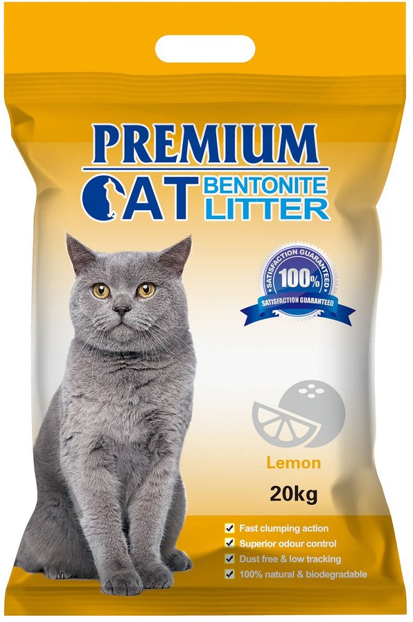 Premium Cat Żwirek Bentonitowy Zbrylający - Cytrynowy dla kota 20kg